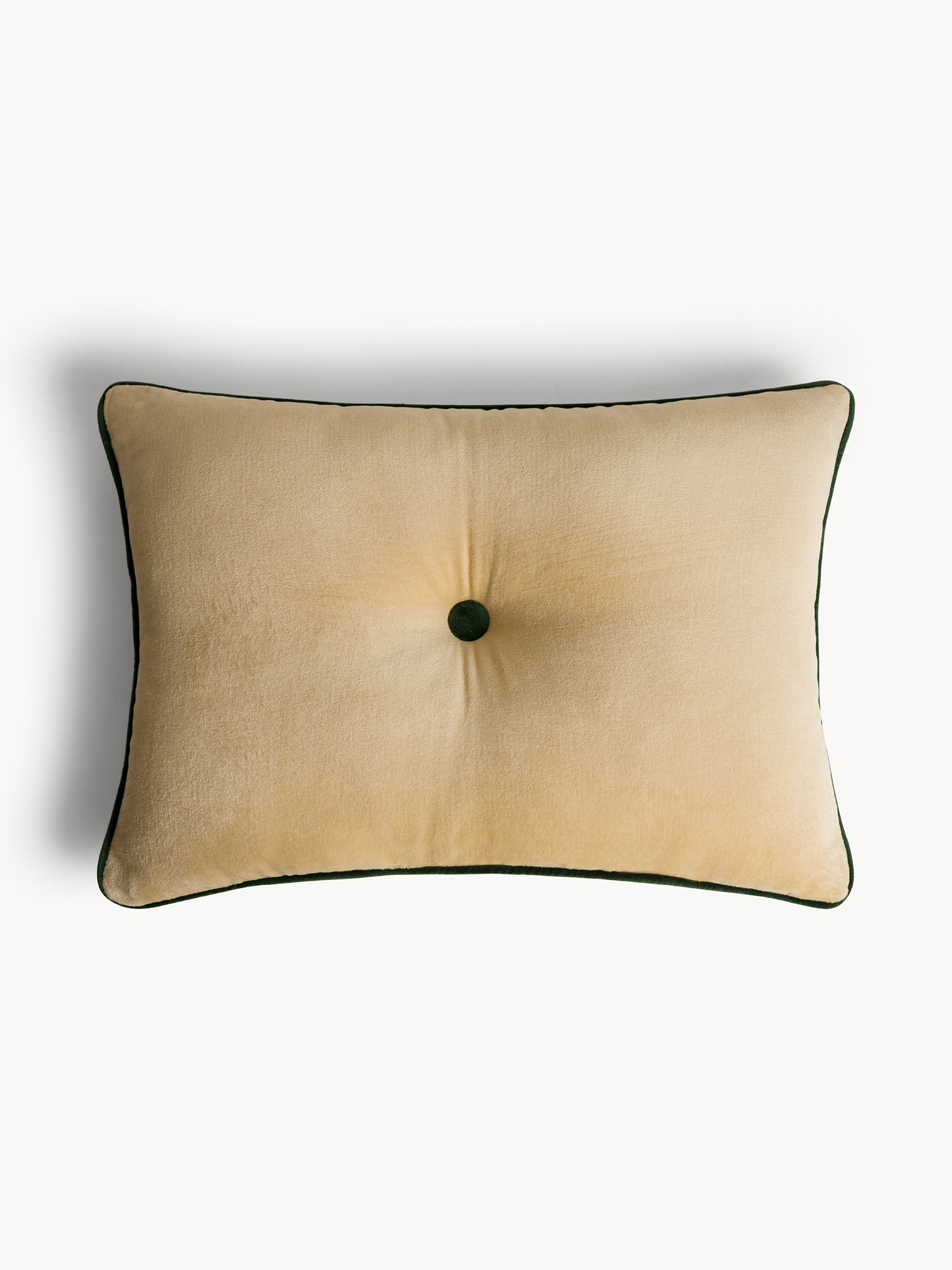 35x50 cm velvet cushion with contrasting piping, Green, large image number 0