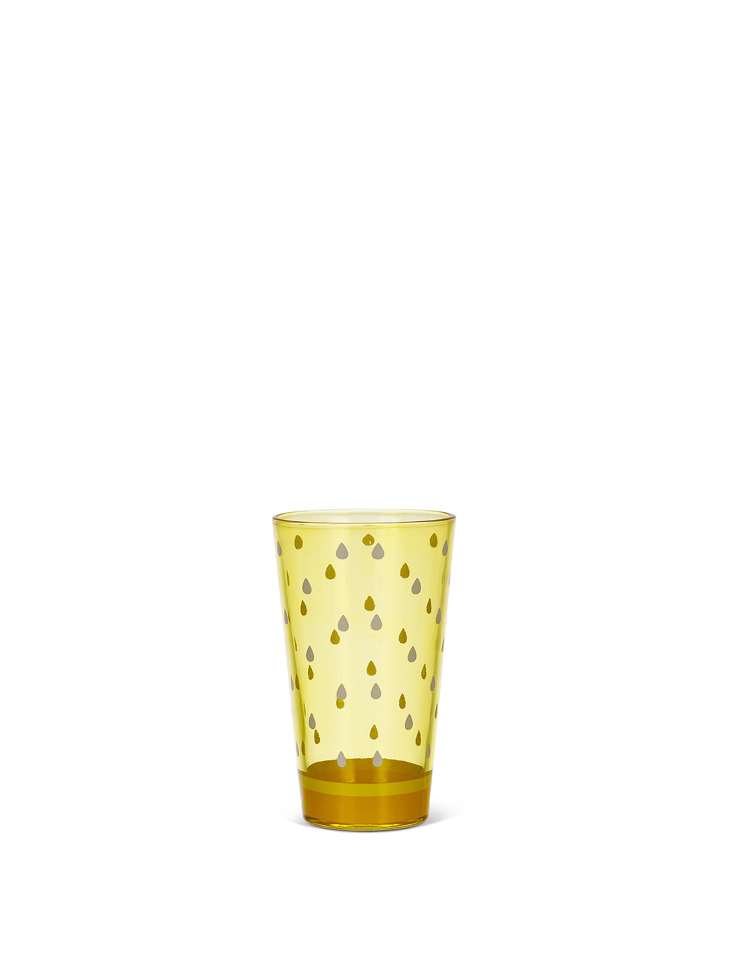 Glass tumbler with drops motif, Yellow, large image number 0