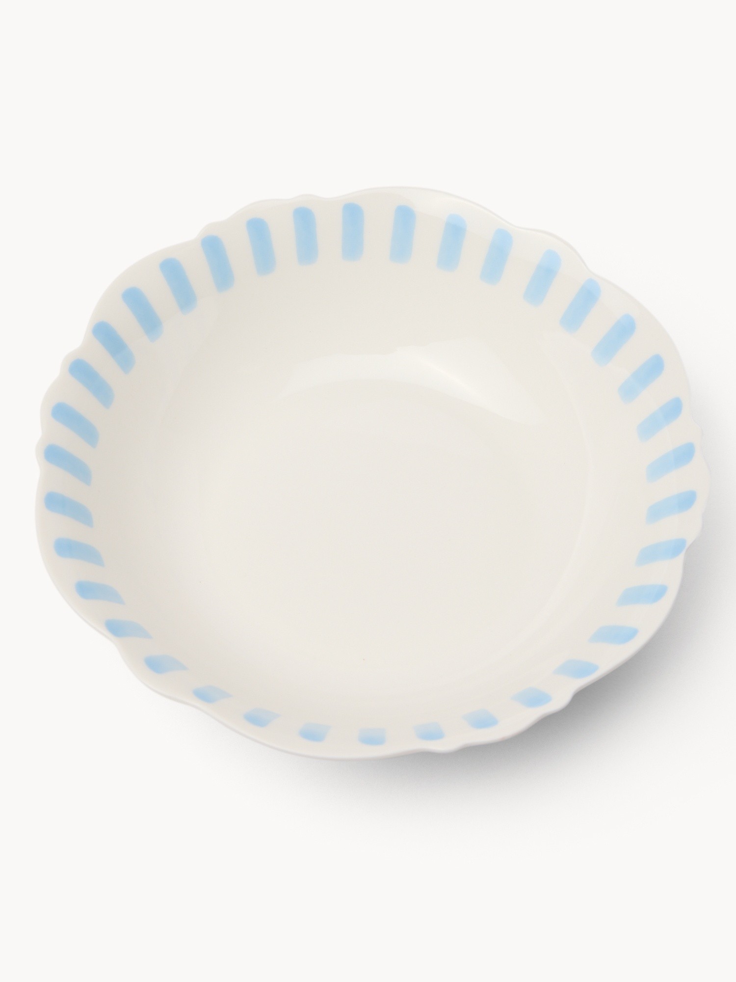 New Bone China Salad Bowl with Blue Stripes - Introductory Price, Bianco/Azzurro, large image number 1