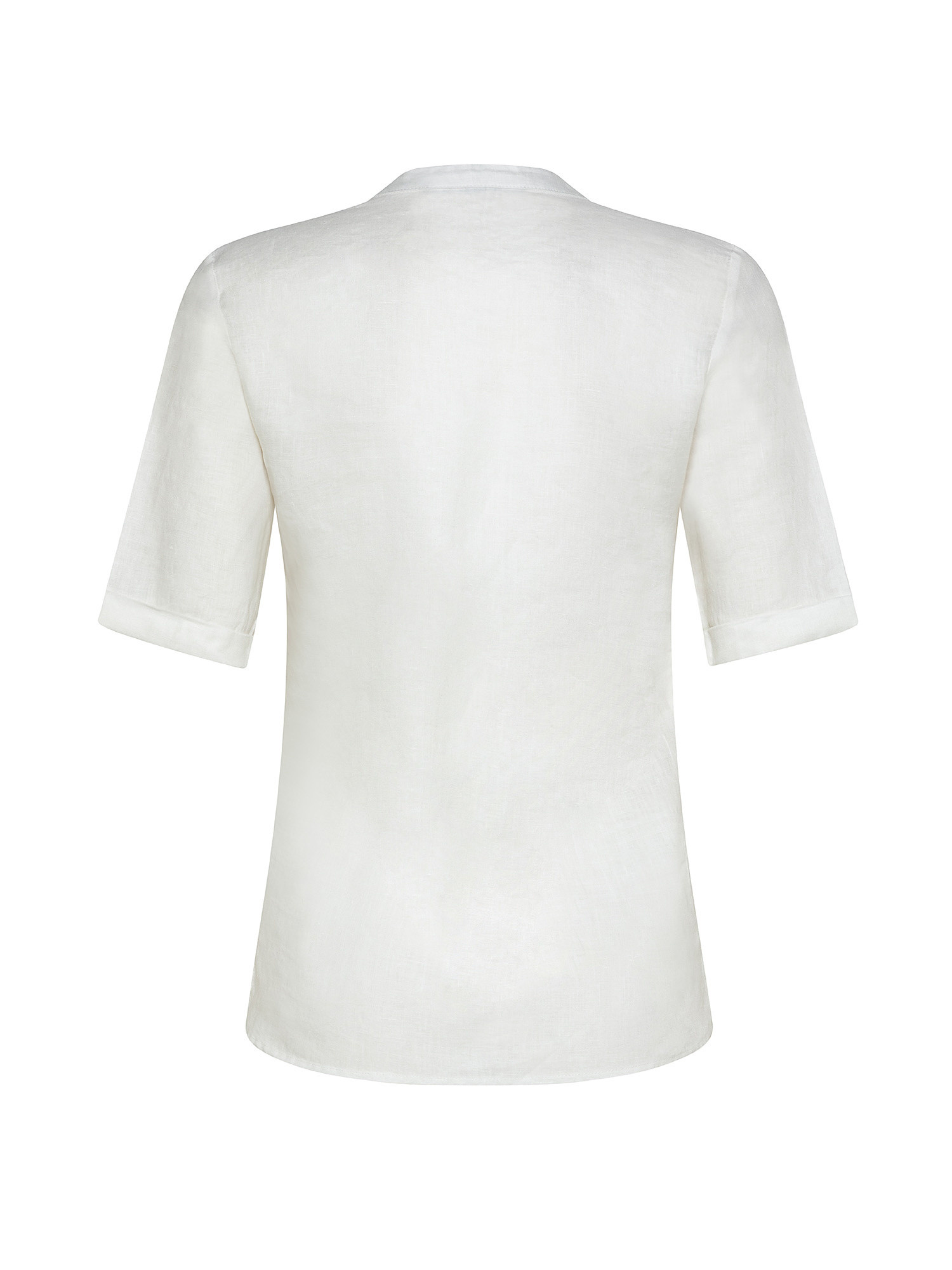 Camicia puro lino con pieghine, Bianco, large image number 1