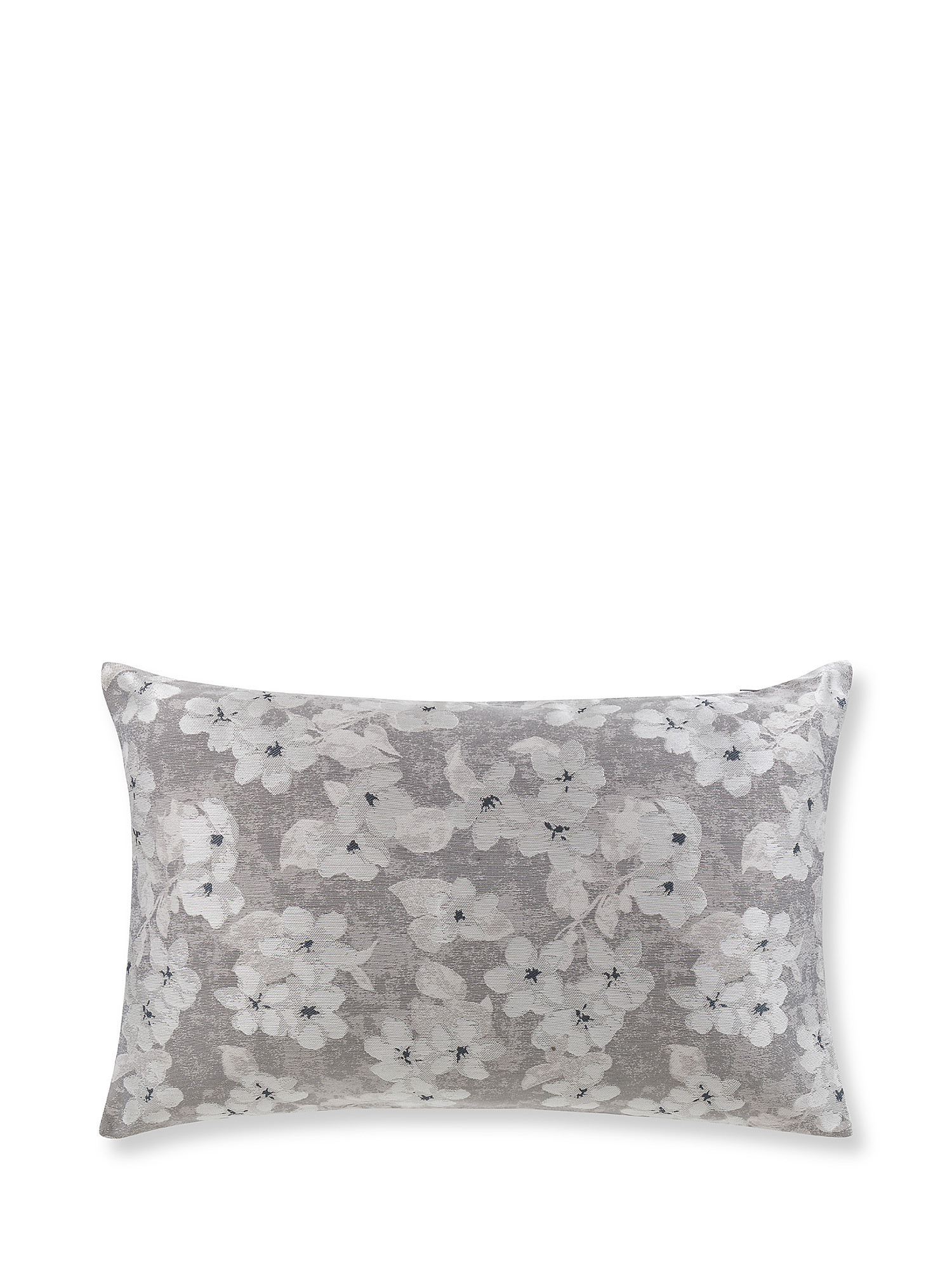 Jacquard cushion with flower motif 35x55cm, Grey, large image number 0