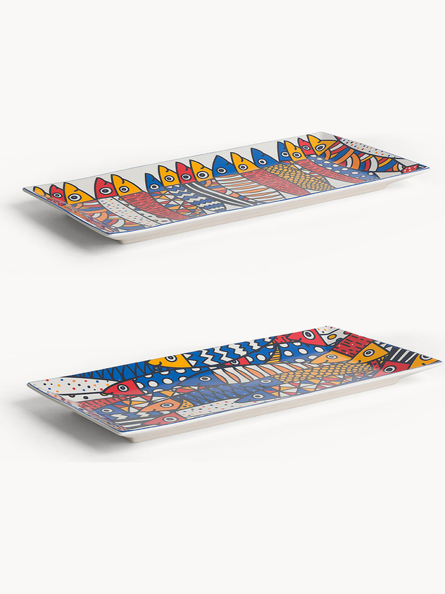 Piatto in porcellana motivo sardine