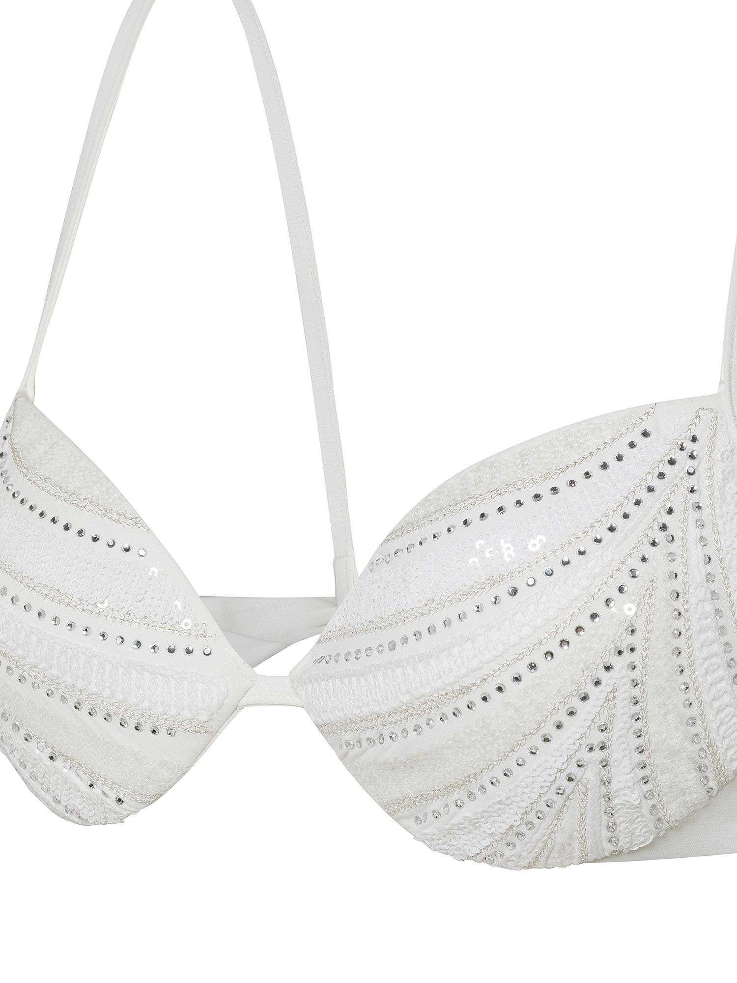 Bath push up with sequins, rhinestones and lurex, White, large image number 2