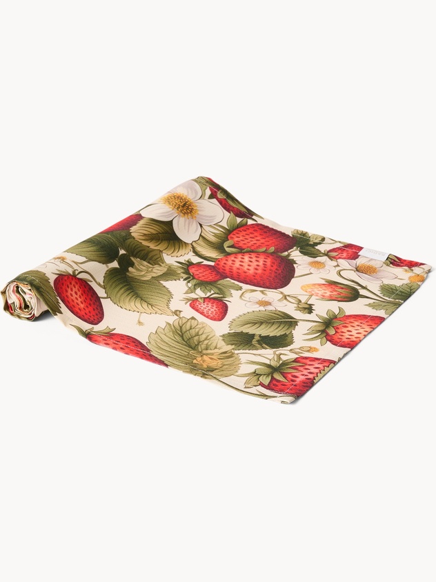 Runner in cotone stampa fragola by Tessitura Randi