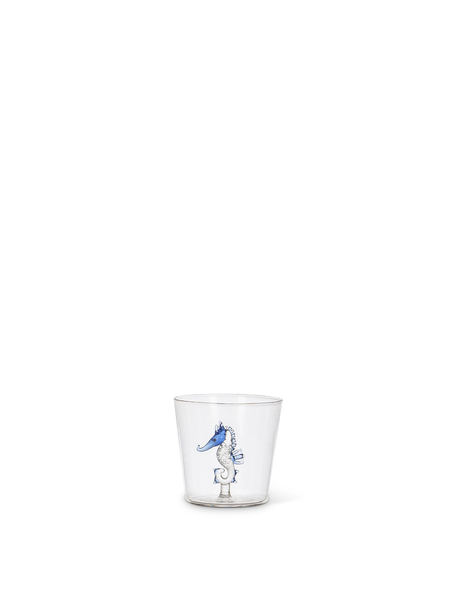 Bicchiere in vetro dettaglio cavalluccio marino, Trasparente, large image number 0