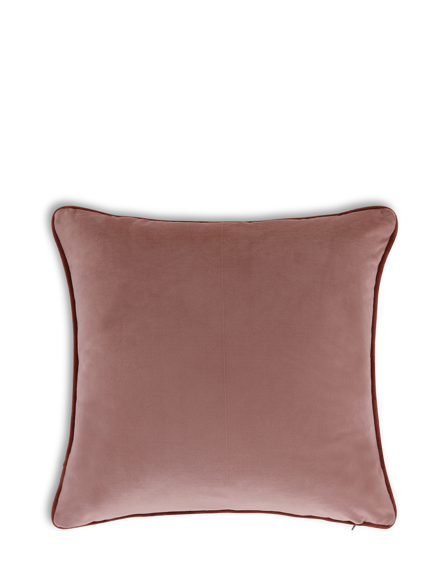 Cuscino in velluto con piping applicato sul bordo 45x45 cm, Rosa, large image number 1