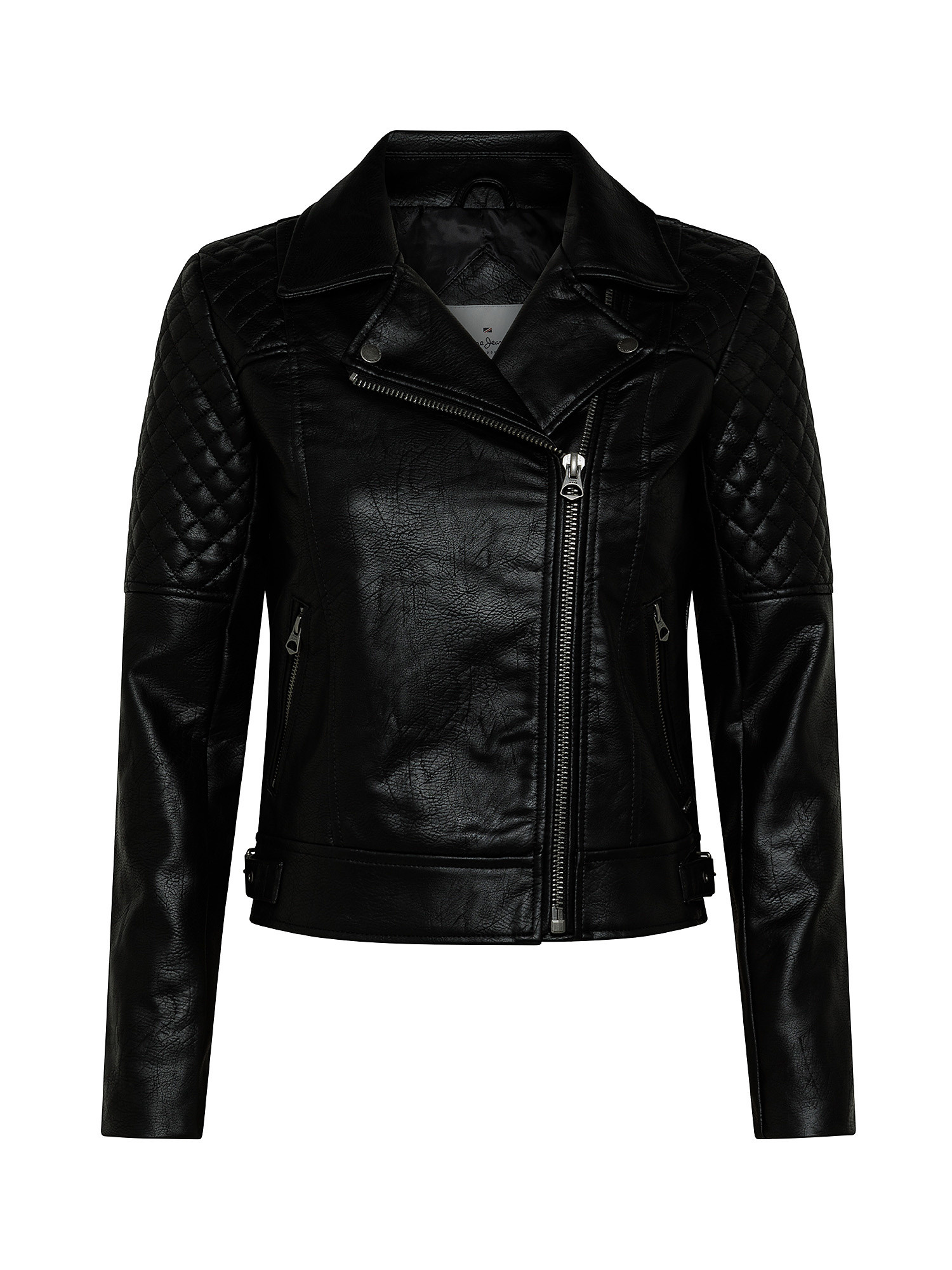 Astrid turn-up collar motorcycle jacket, Black, large image number 0