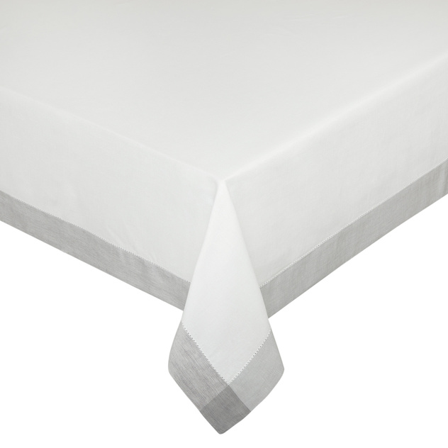 Linen and cotton tablecloth with mÃ©lange trim