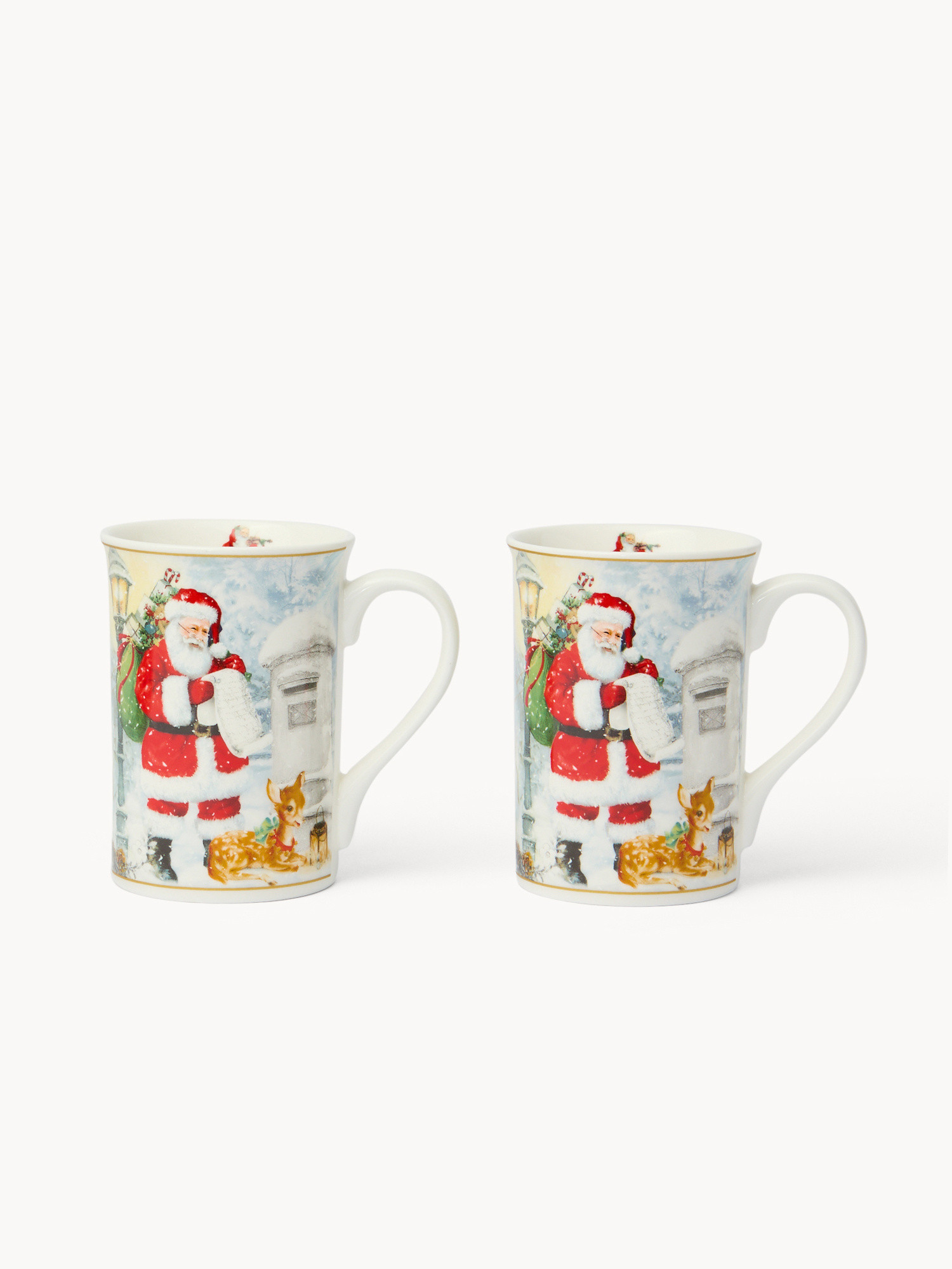Set of 2 Vintage New Bone China Mugs, White, large image number 0
