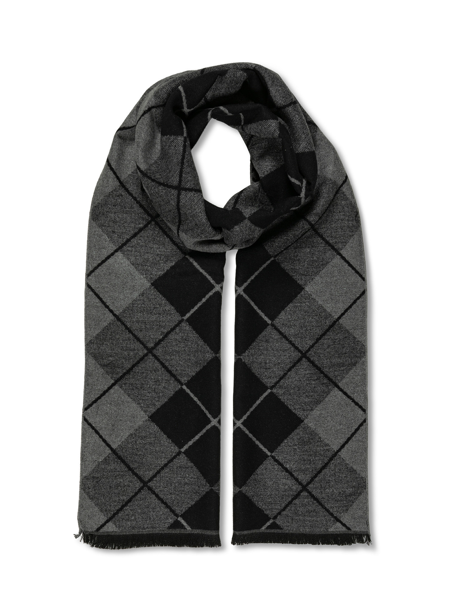 Luca D'Altieri - Diamond-patterned scarf, Black, large image number 0