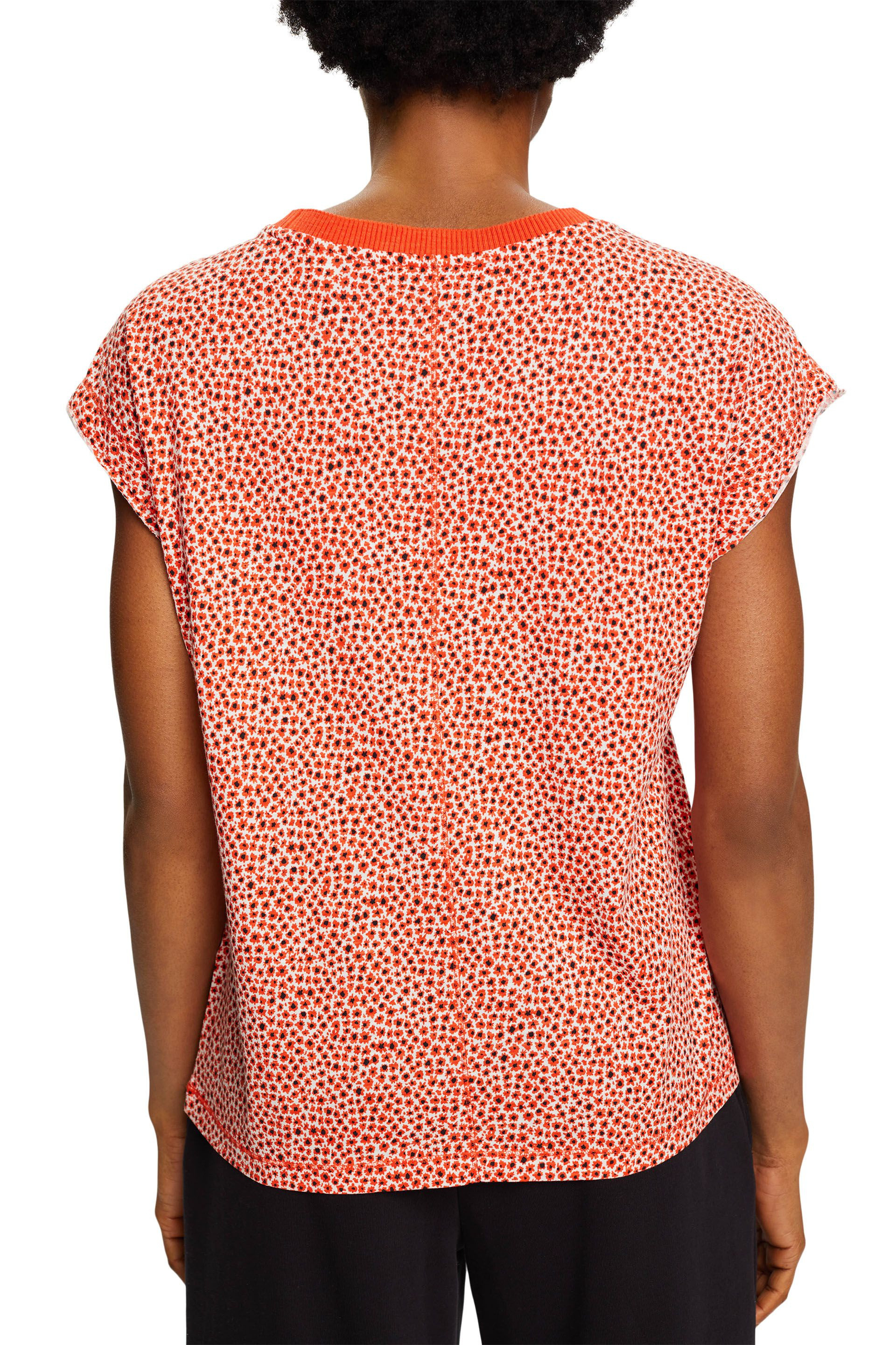 Esprit - T-shirt con motivo floreale all over, Arancione, large image number 3