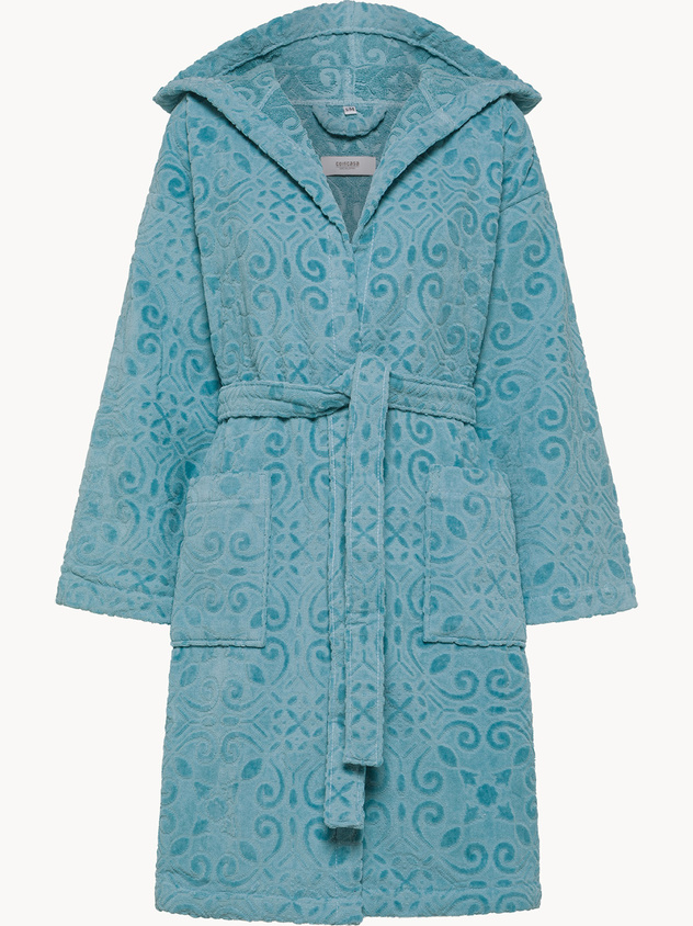 Cotton velour bathrobe with embossed finish