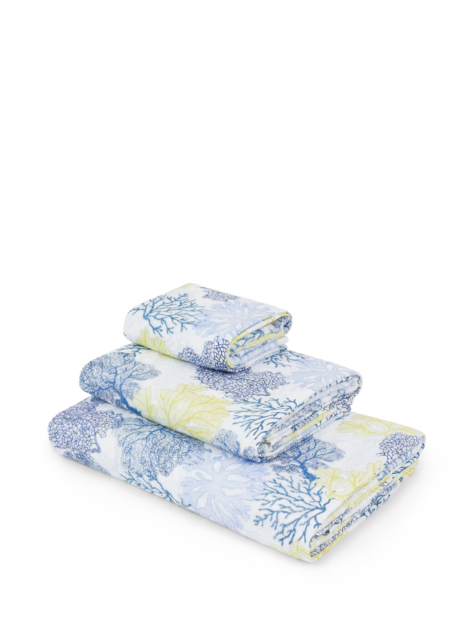 Coral motif velor cotton towel, Light Blue, large image number 0