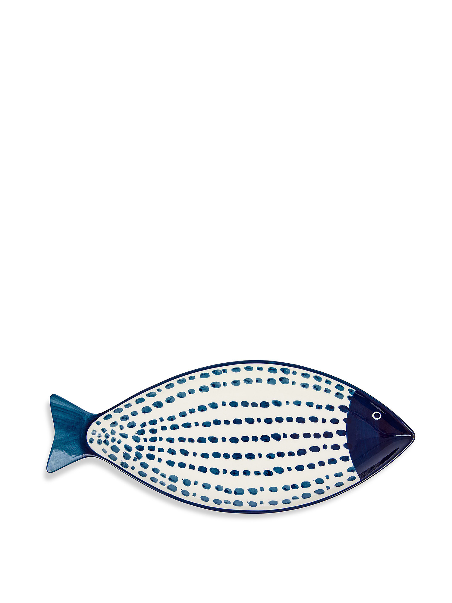 Piatto da portata stoneware a pesce, Blu, large image number 0