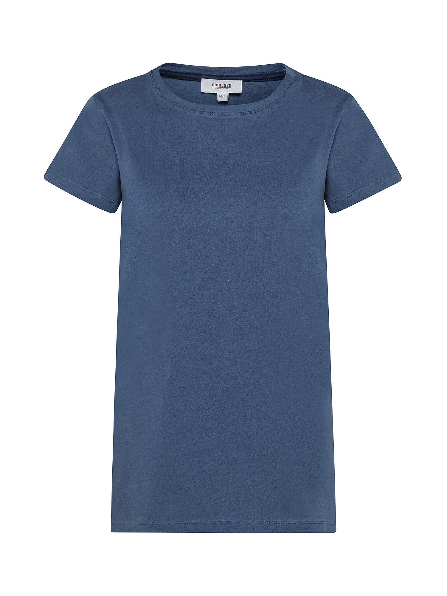 T-shirt basic puro cotone tinta unita, Blu, large image number 0