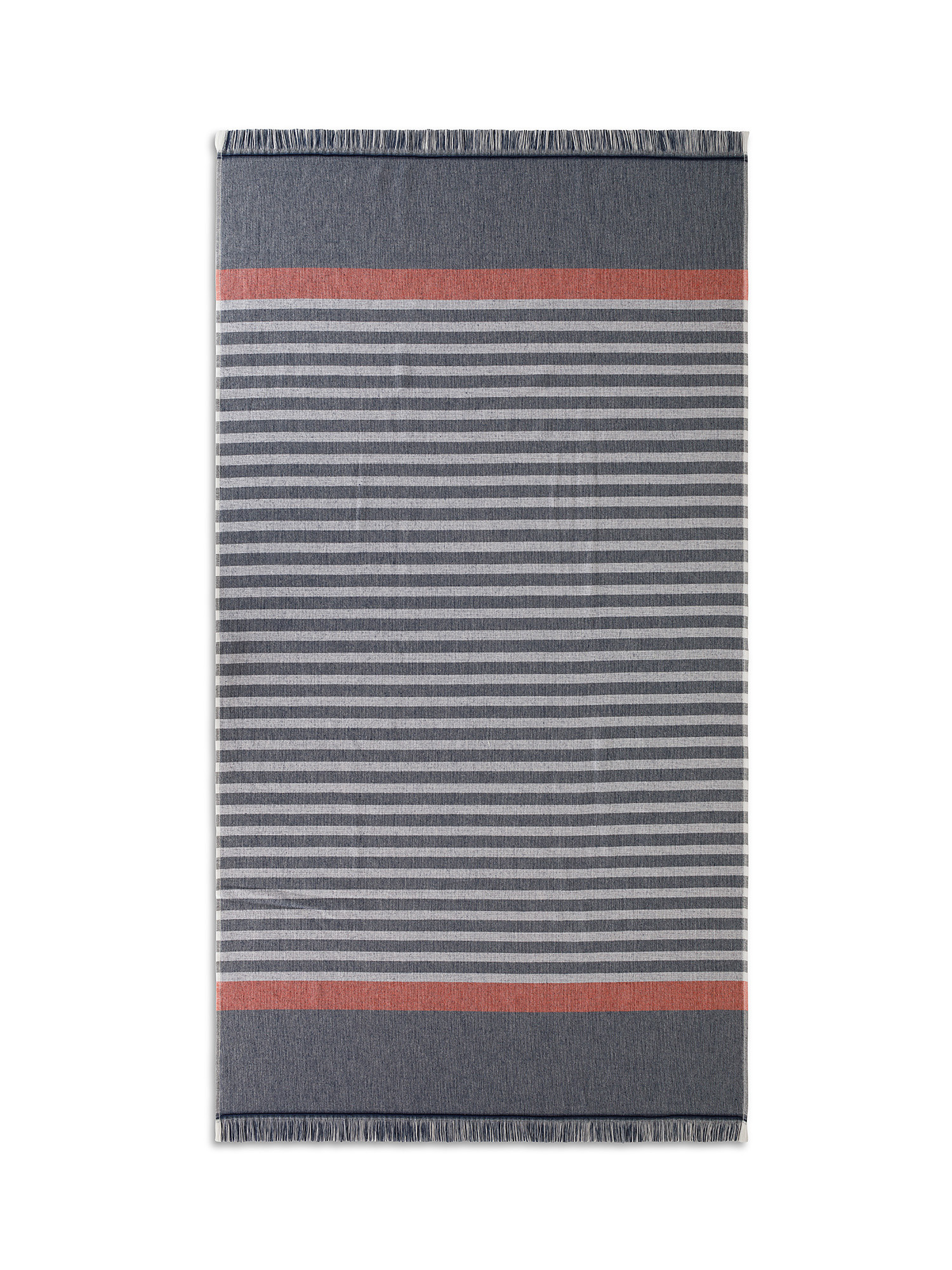 Striped jacquard cotton hammam beach towel, Blue, large image number 0