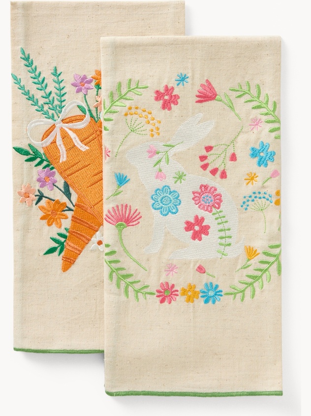 Set di 2 strofinacci in cotone e lino