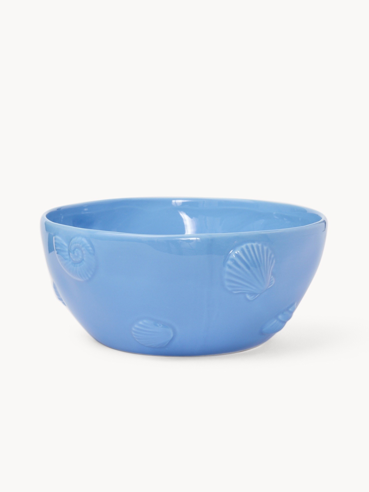 Coppa in ceramica dettaglio conchiglie, Azzurro Chiaro, large image number 0