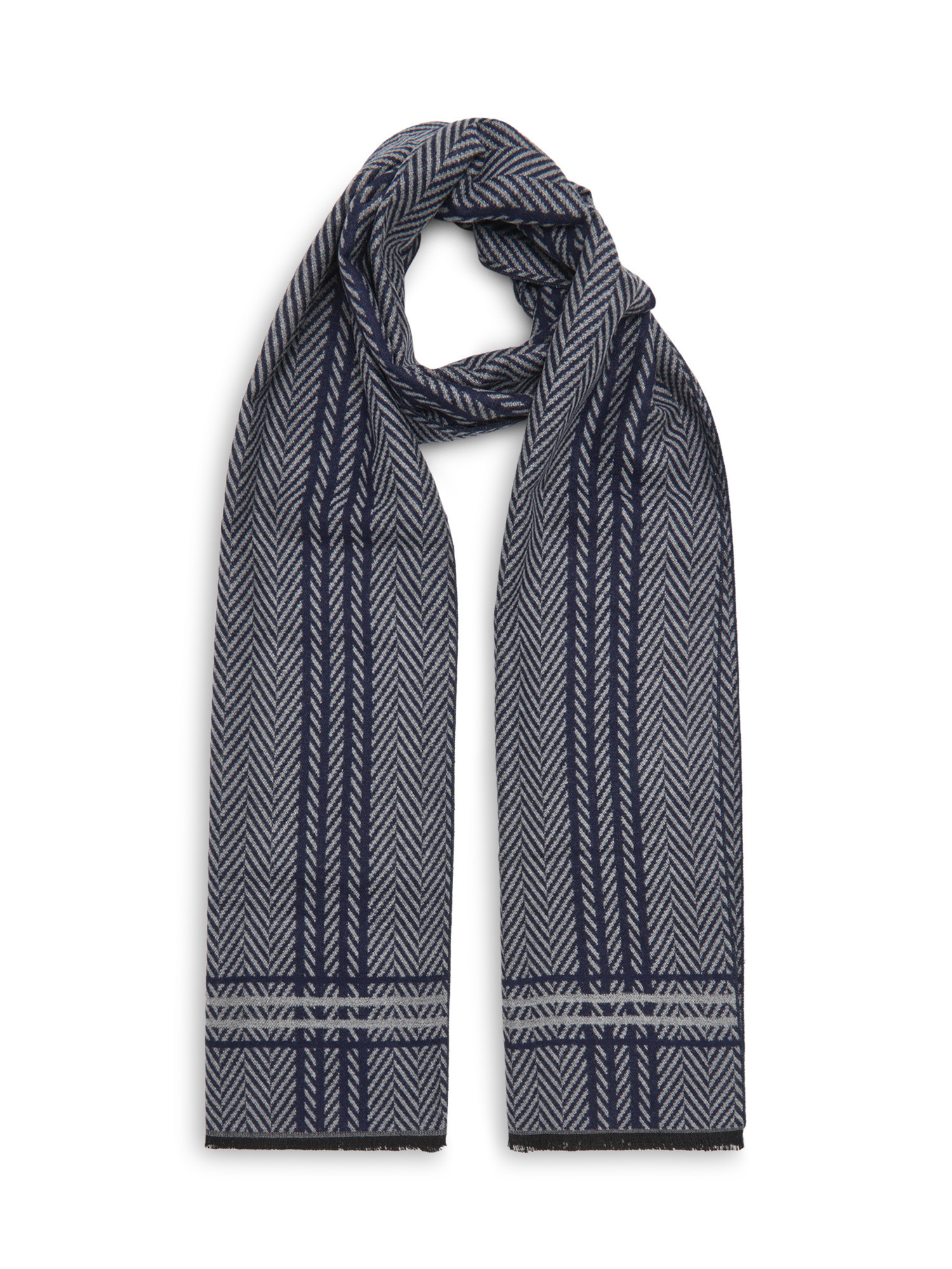 Luca D'Altieri - Herringbone viscose scarf, Blue, large image number 0