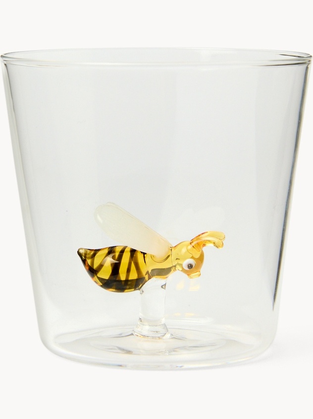 Bicchiere in vetro borosilicato dettaglio ape