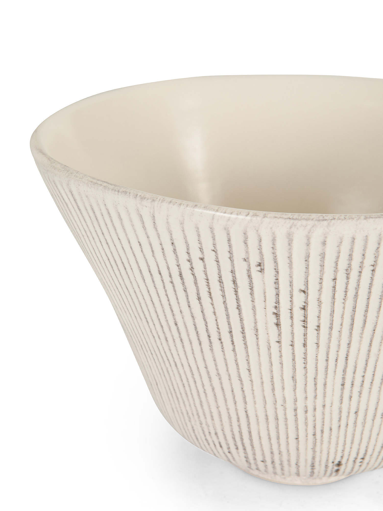 Coppa ceramica effetto rigato, Bianco, large image number 1