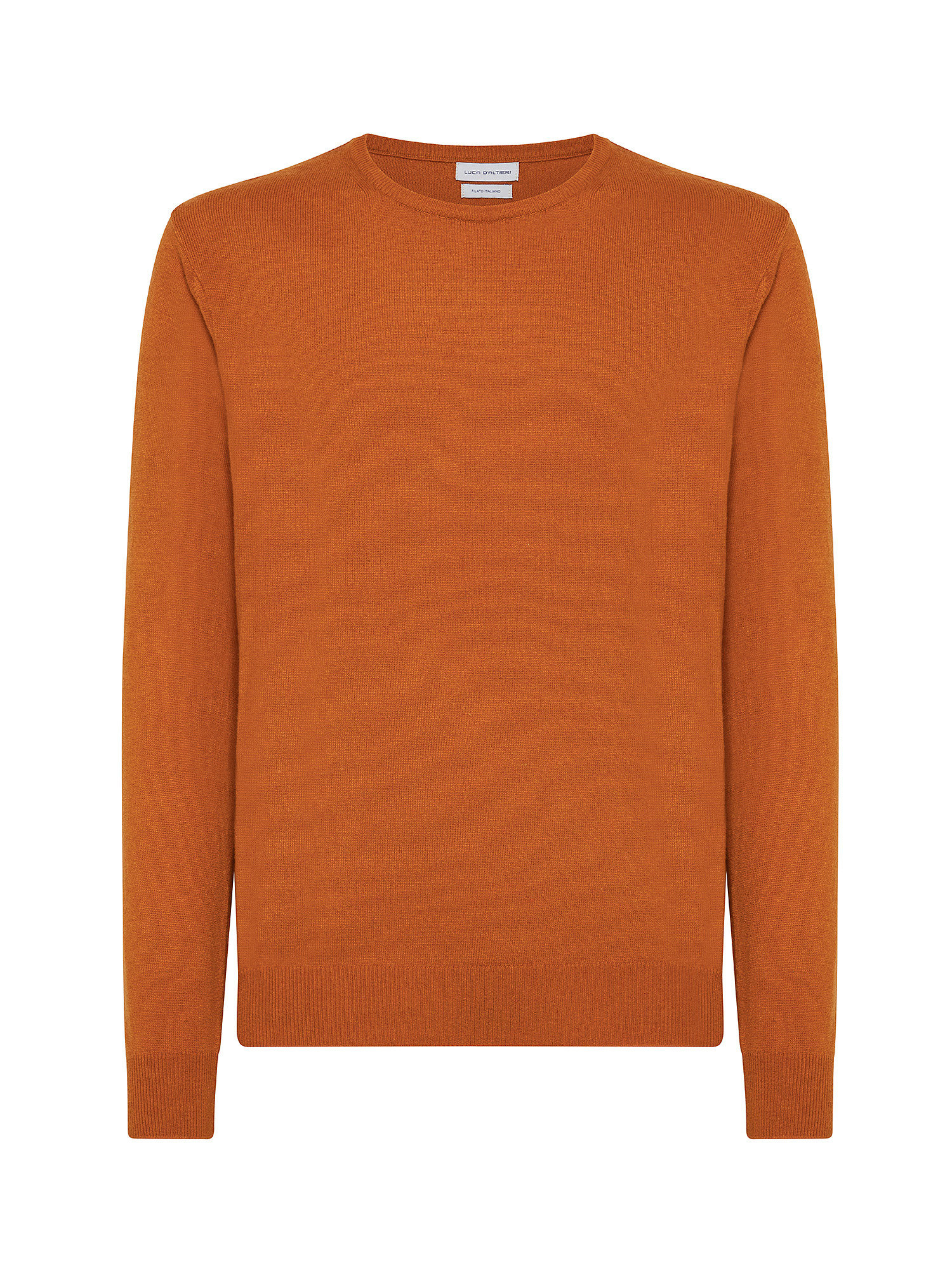 Cashmere Blend crewneck sweater with noble fibers, Orange, large image number 0