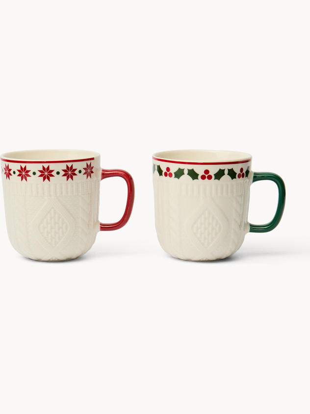 Crochet-decorated new bone china mugs