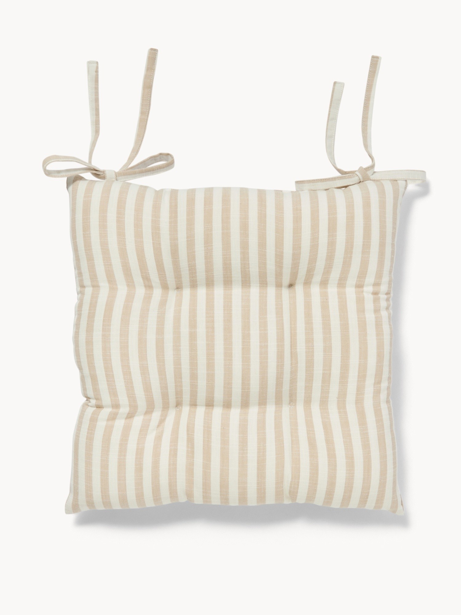 Striped yarn-dyed pure cotton chair cushion - Discounted Price, Beige, large image number 0