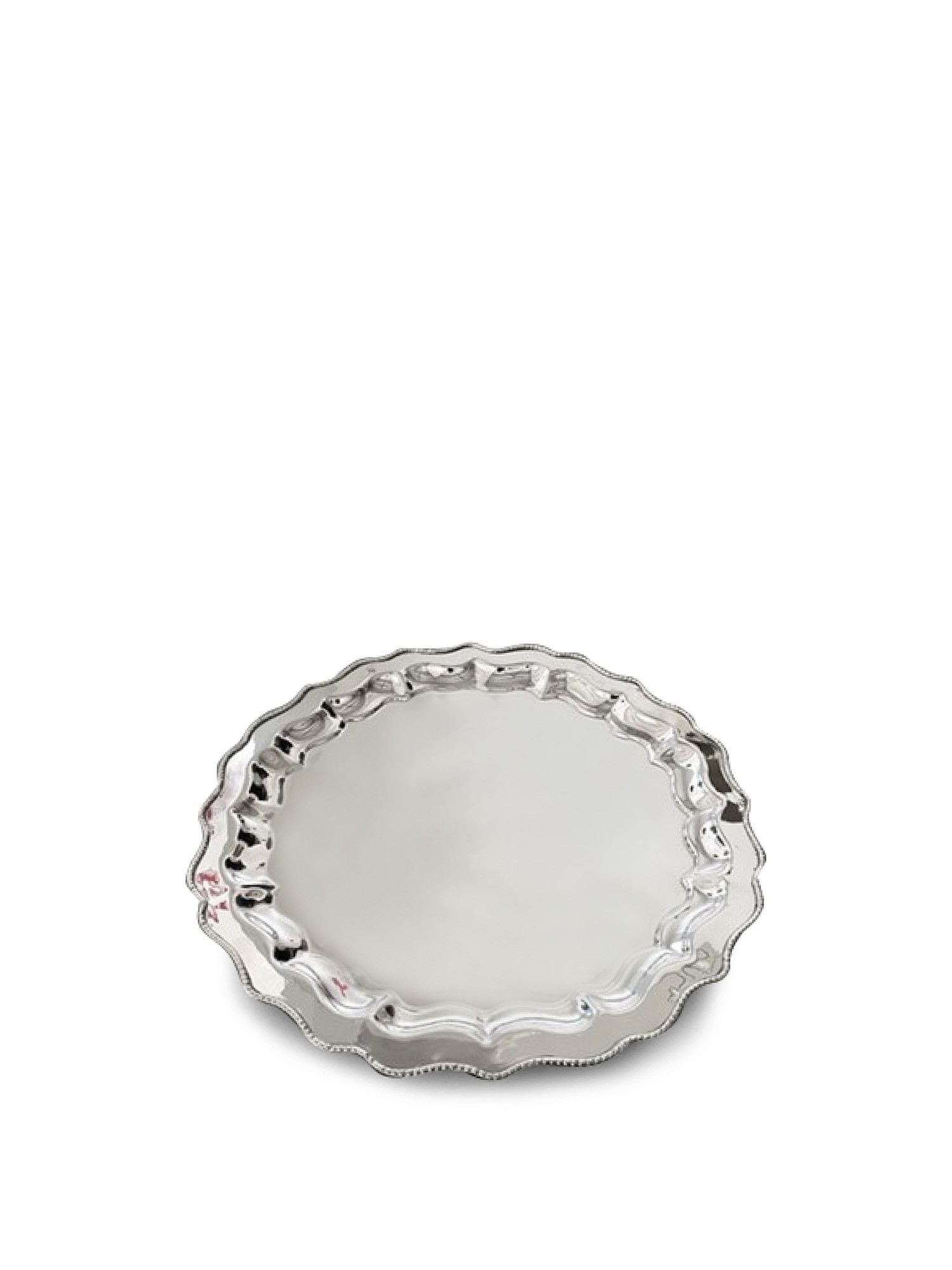 Vassoio tondo in ottone silver plated, Grigio argento, large image number 0
