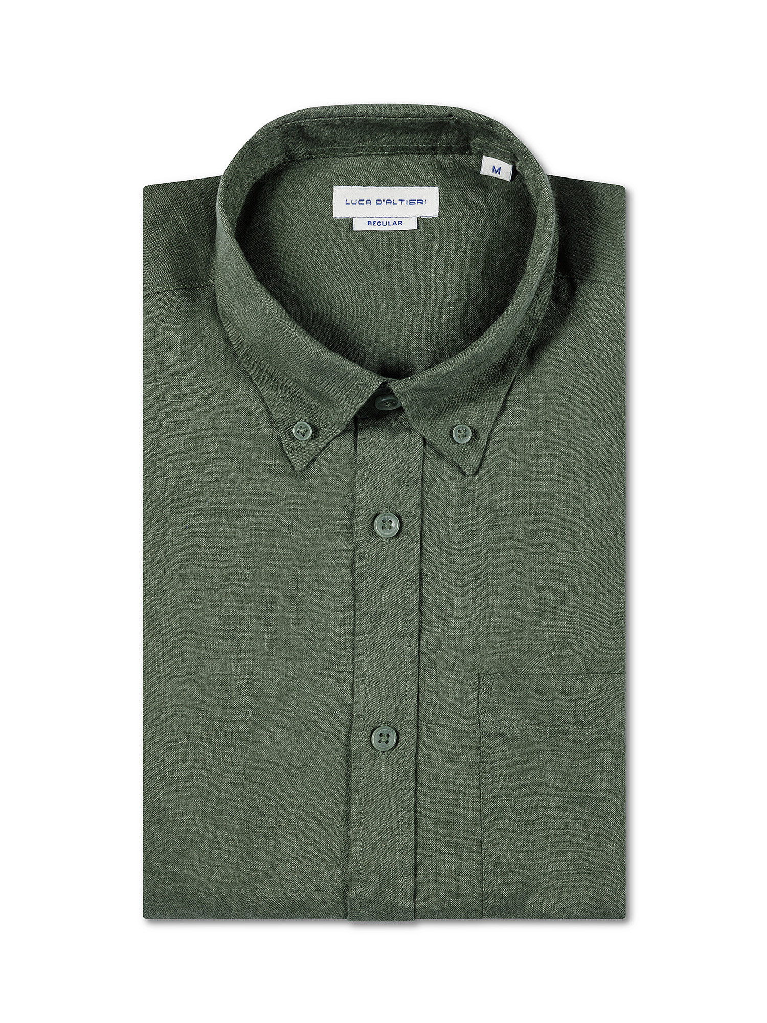 Luca D'Altieri - Camicia regular fit in puro lino, Verde, large image number 2