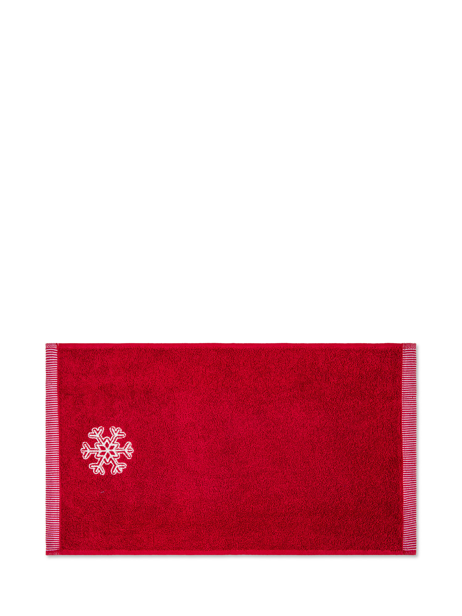 Set 2 asciugamani cotone ricamo fiocchi di neve, Rosso, large image number 2