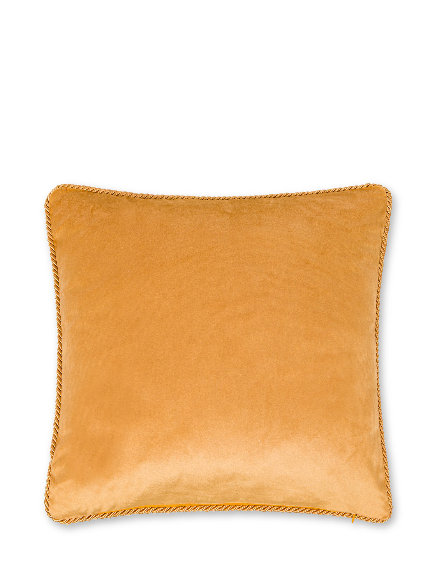Solid color velvet cushion 45X45cm, Ocra Yellow, large image number 1