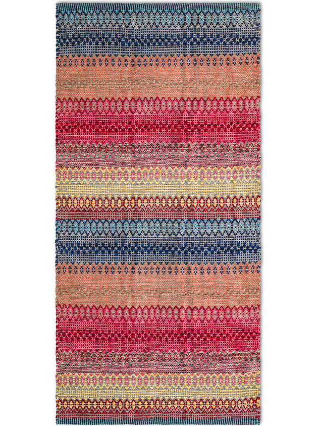 Geometric pattern cotton kitchen rug