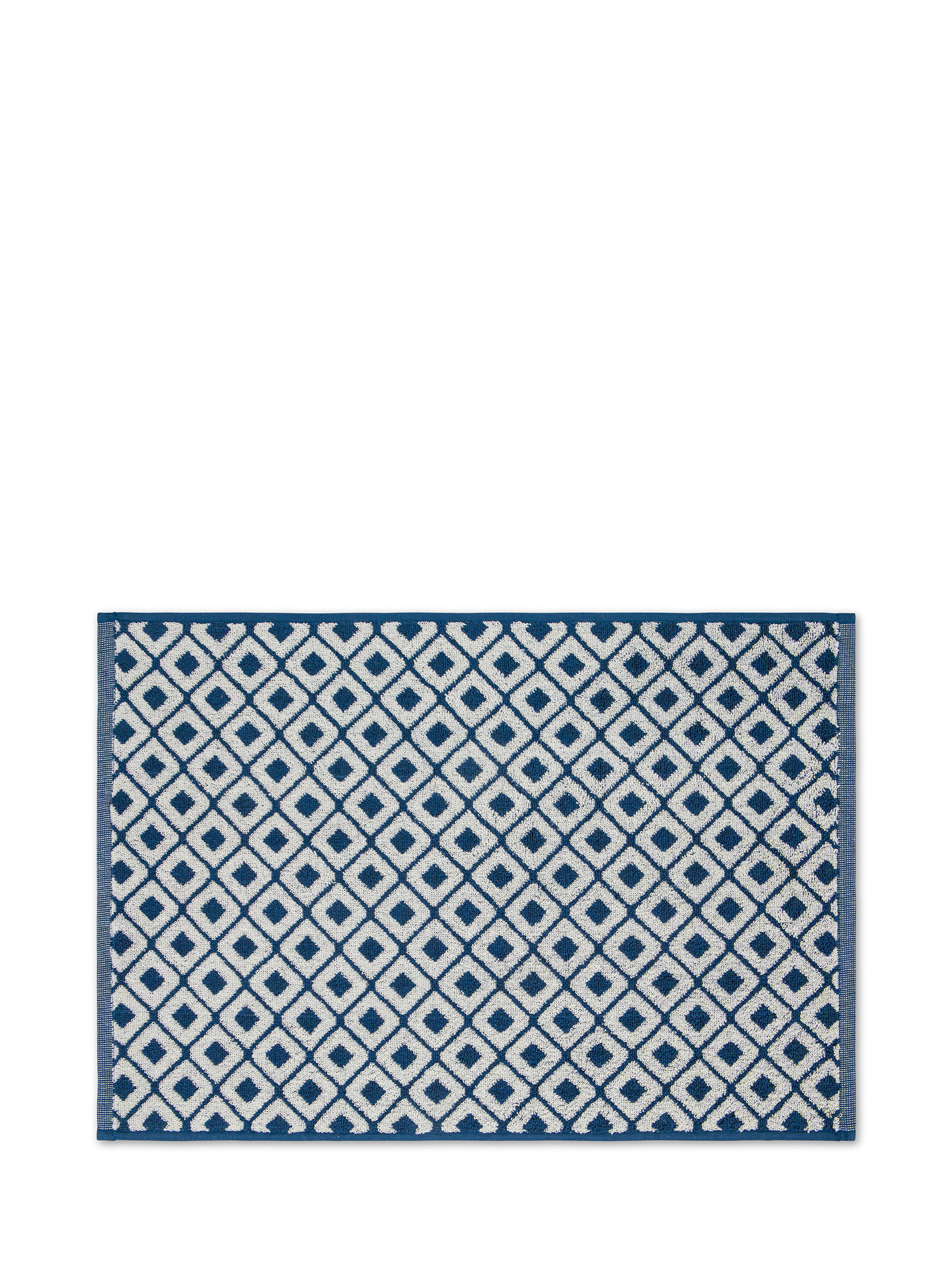 Cotton terry towel with check pattern, Blue, large image number 1