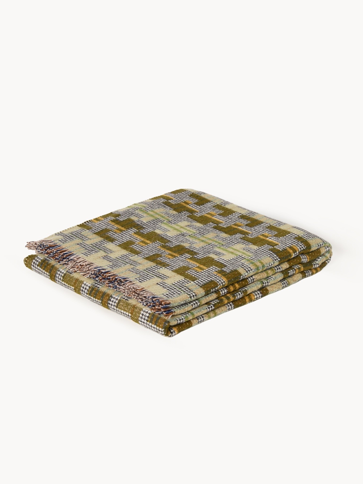 Geometric pattern throw, Green, large image number 0