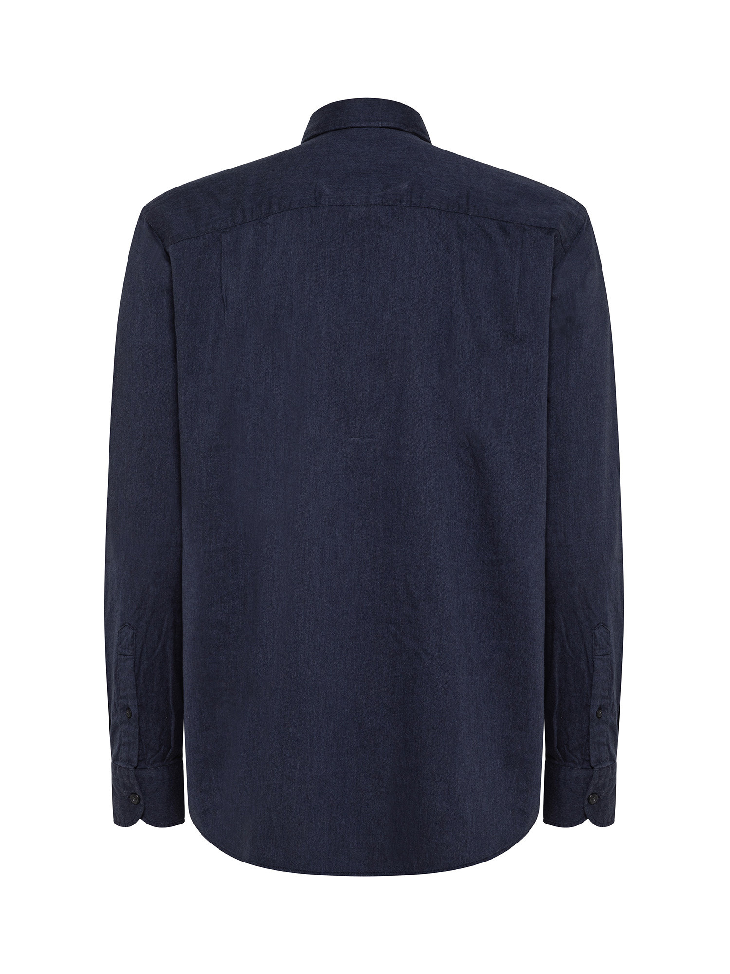 Camicia regular fit in morbida flanella di cotone organico, Blu scuro, large image number 1