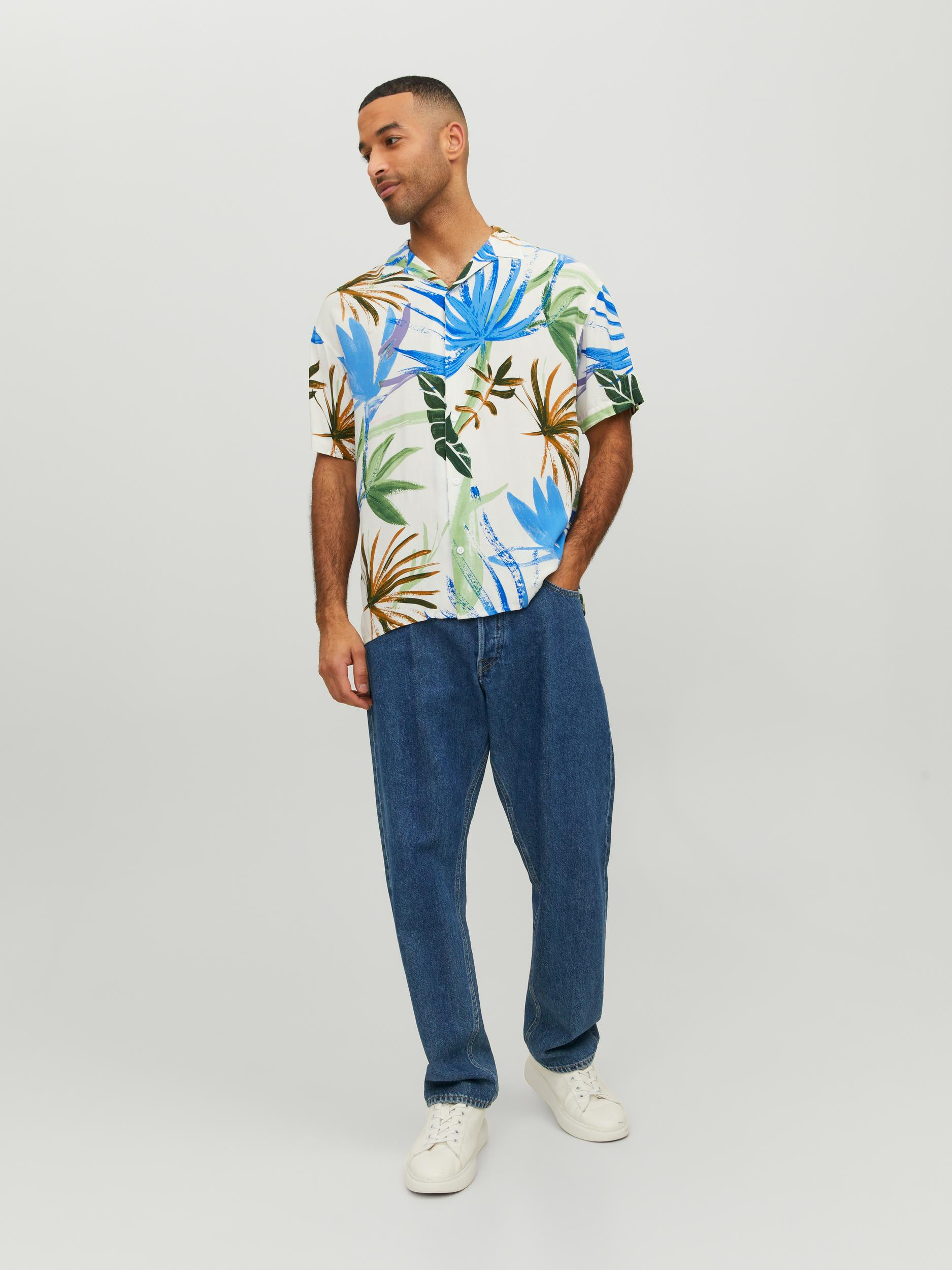 Jack & Jones - Relaxed fit shirt with floral print, White, large image number 4