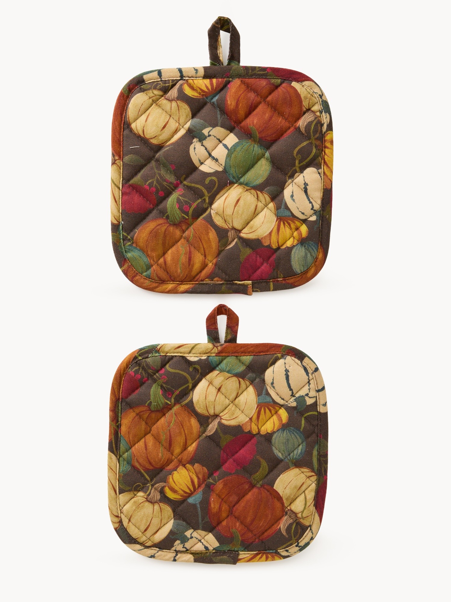 Set of 2 cotton panama pot holders with pumpkin print, Multicolor, large image number 0