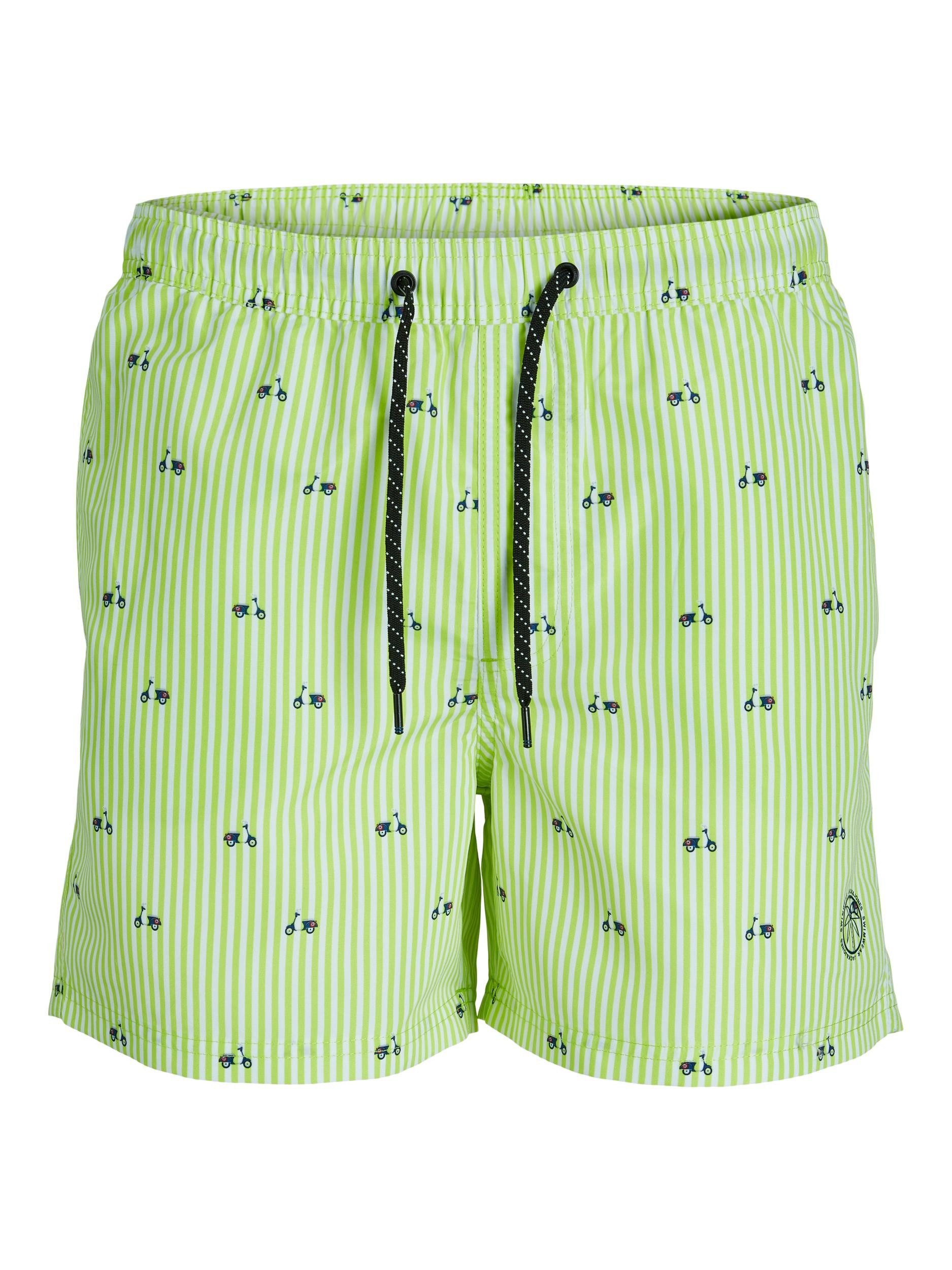Jack & Jones - Regular fit striped swim trunks with print, Lime Green, large image number 0