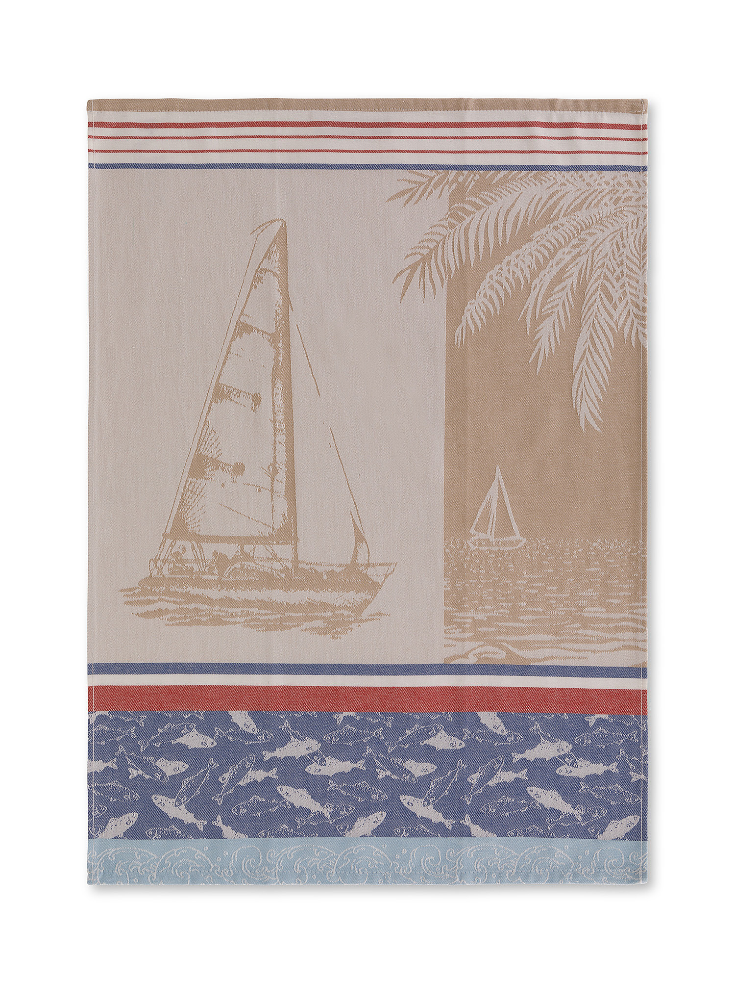 Set of 3 tea towels in pure cotton with nautical detail, White, large image number 3