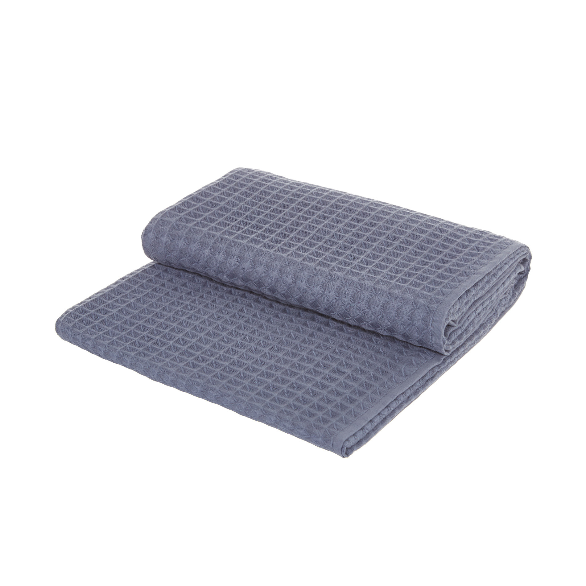Solid color honeycomb cotton bath towel, Blue, large image number 0
