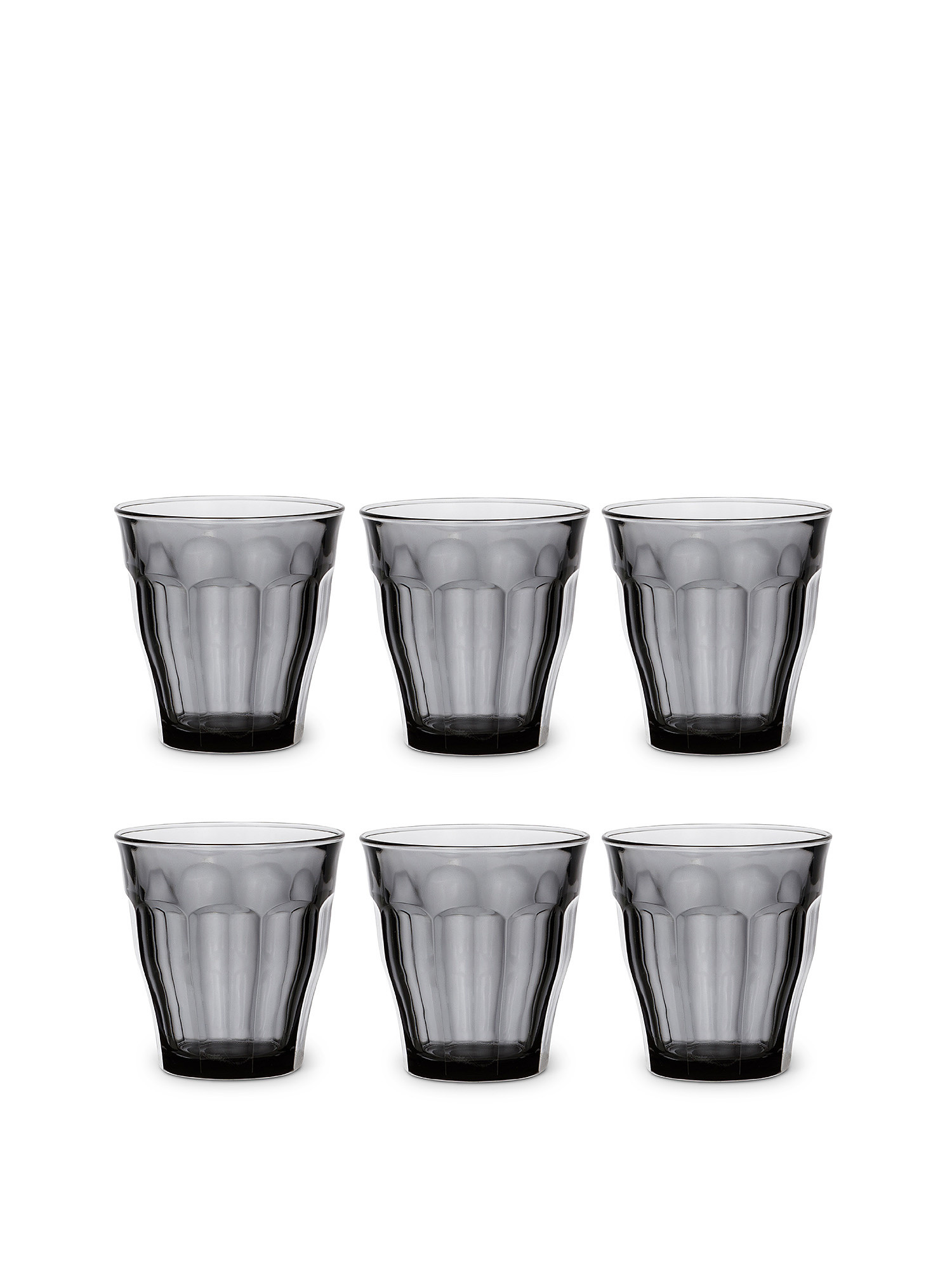 Set of 6 Picardie glass glasses, Grey, large image number 0