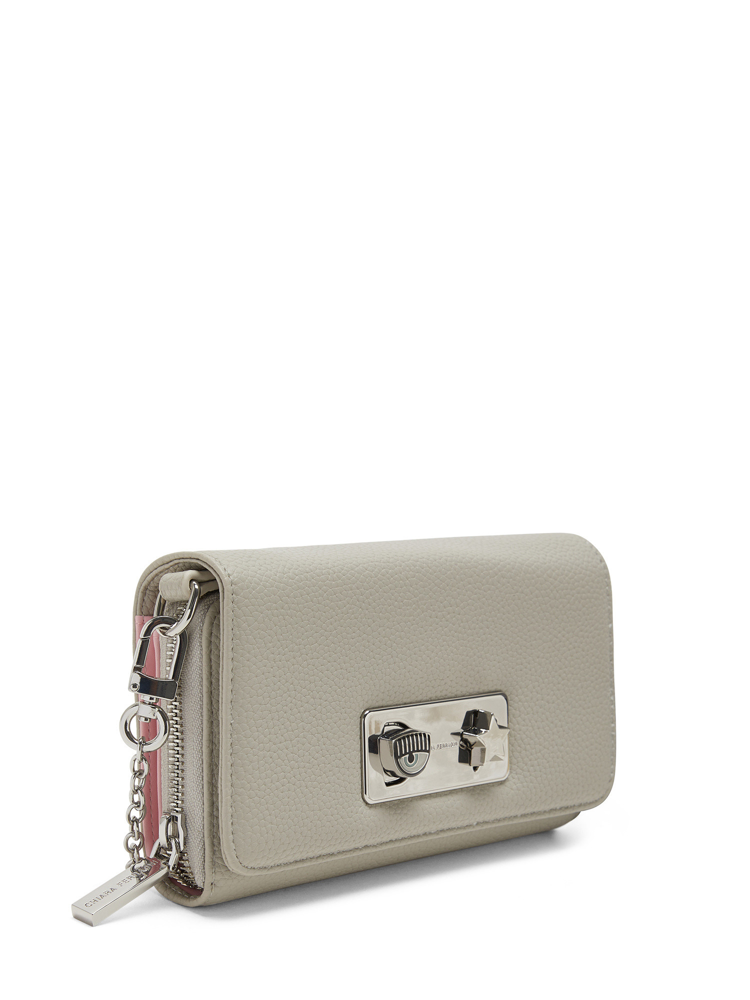 Chiara Ferragni - Clutch bag with logo, TAUPE, large image number 1