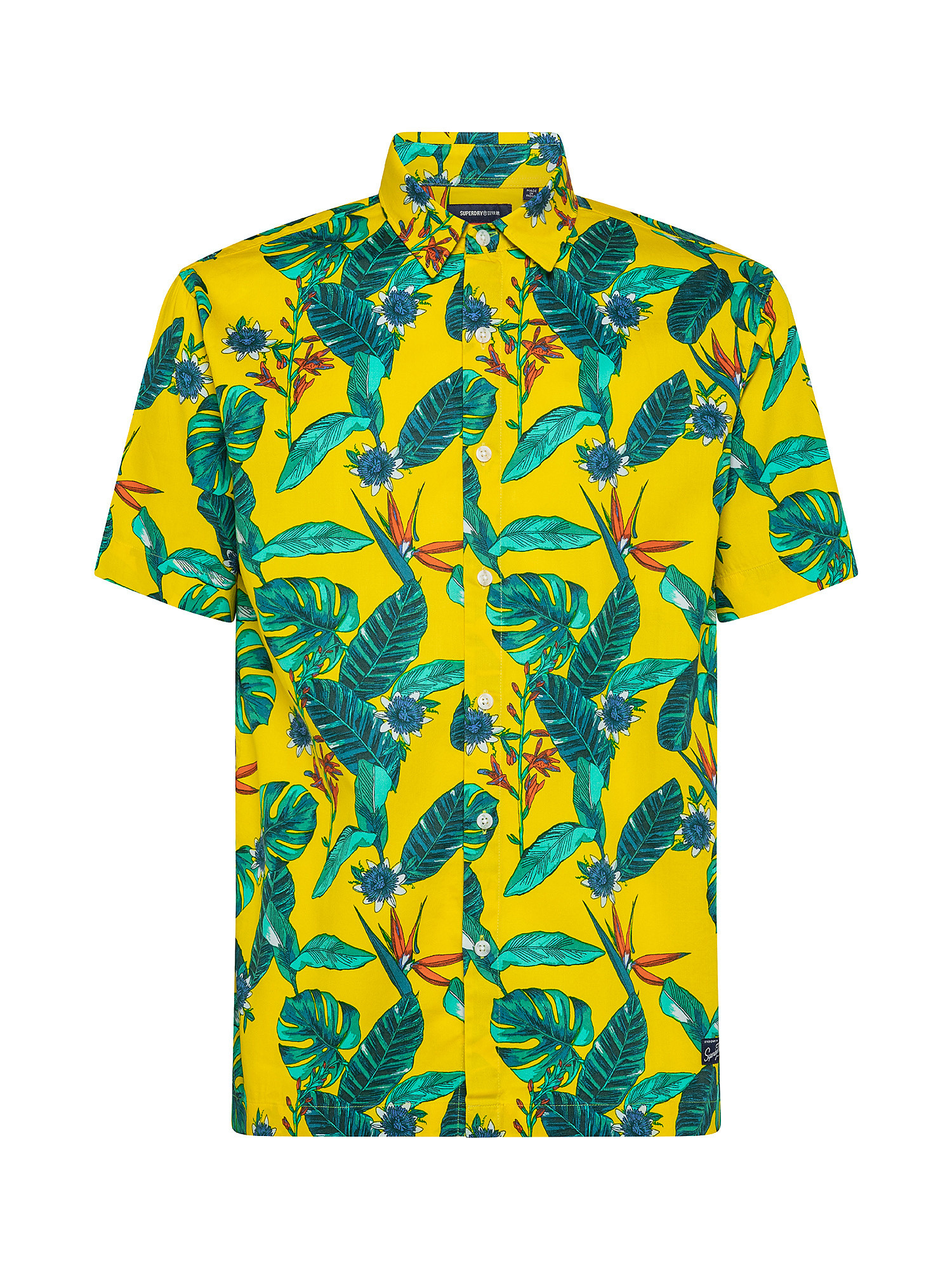 Camicia con motivo hawaiano, Giallo, large