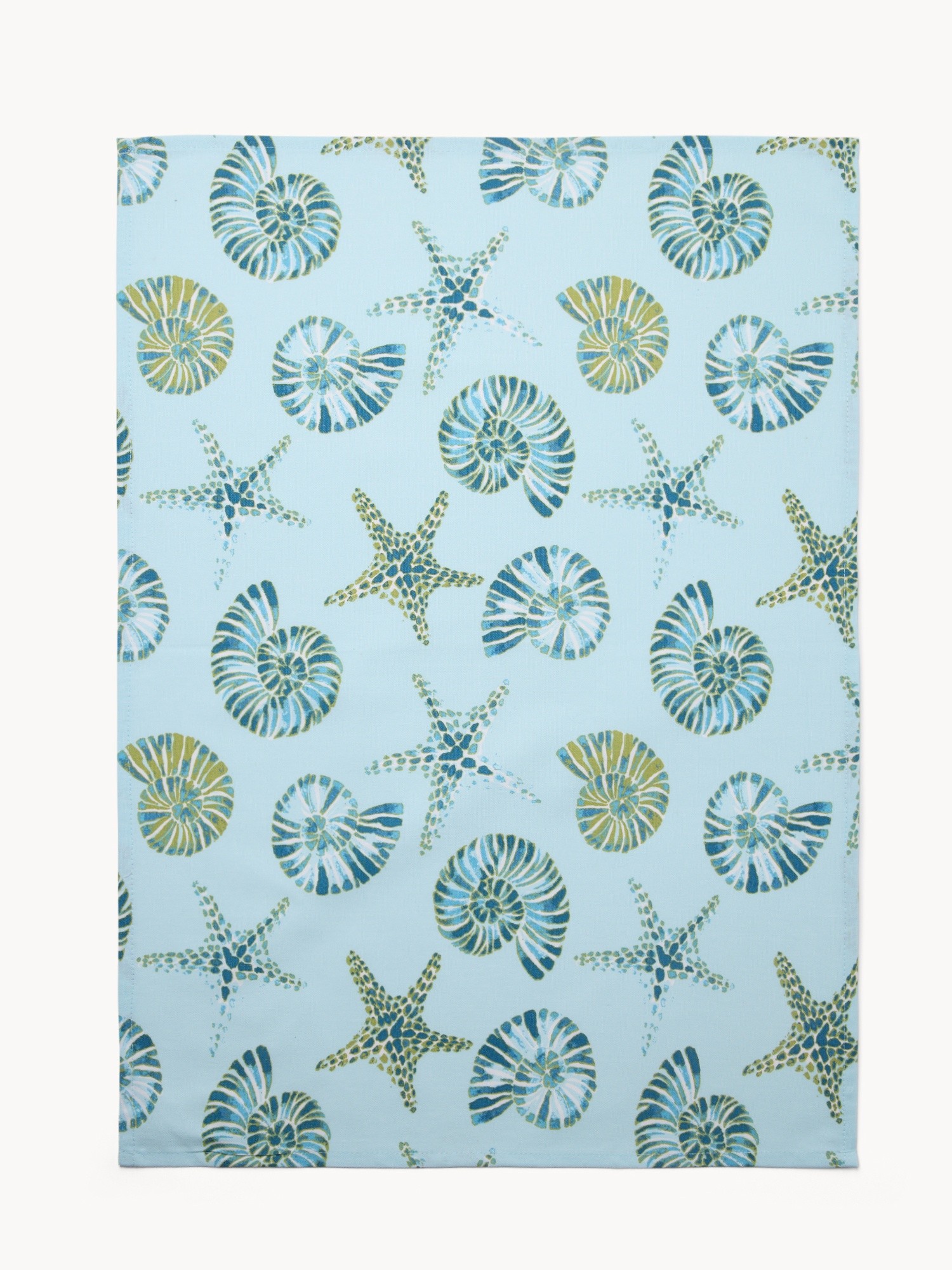 Set of 3 Cotton Tea Towels with Marine Print - Introductory Price, Blue Cornflower, large image number 1