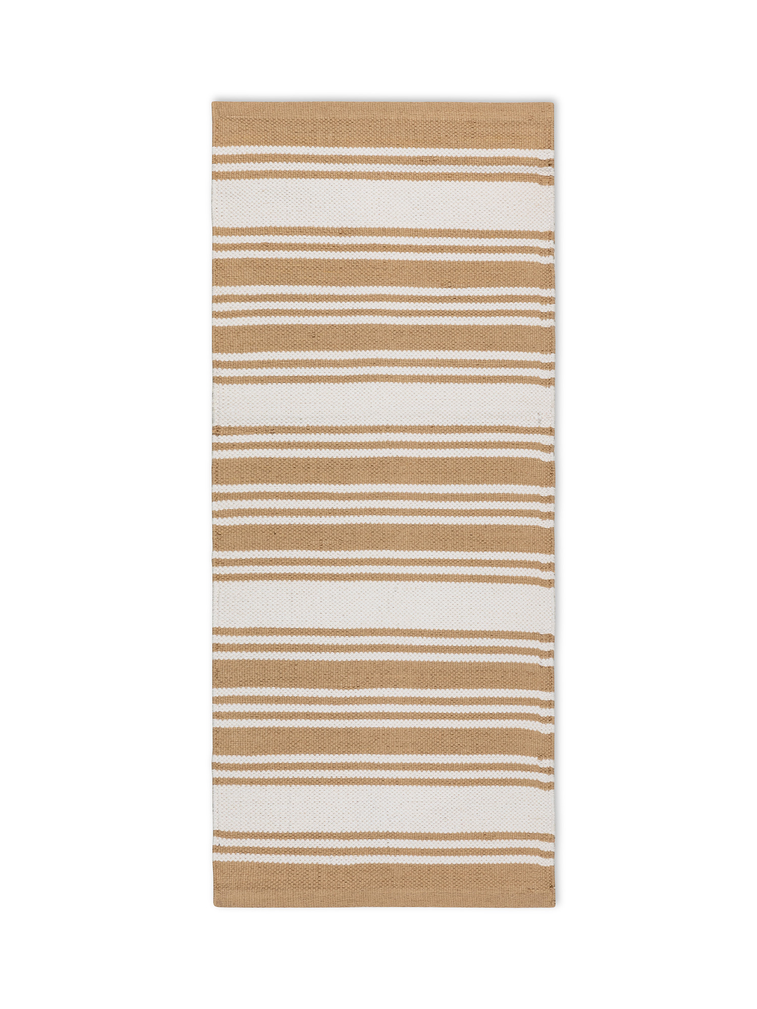 Pure cotton striped kitchen rug, Beige, large image number 0
