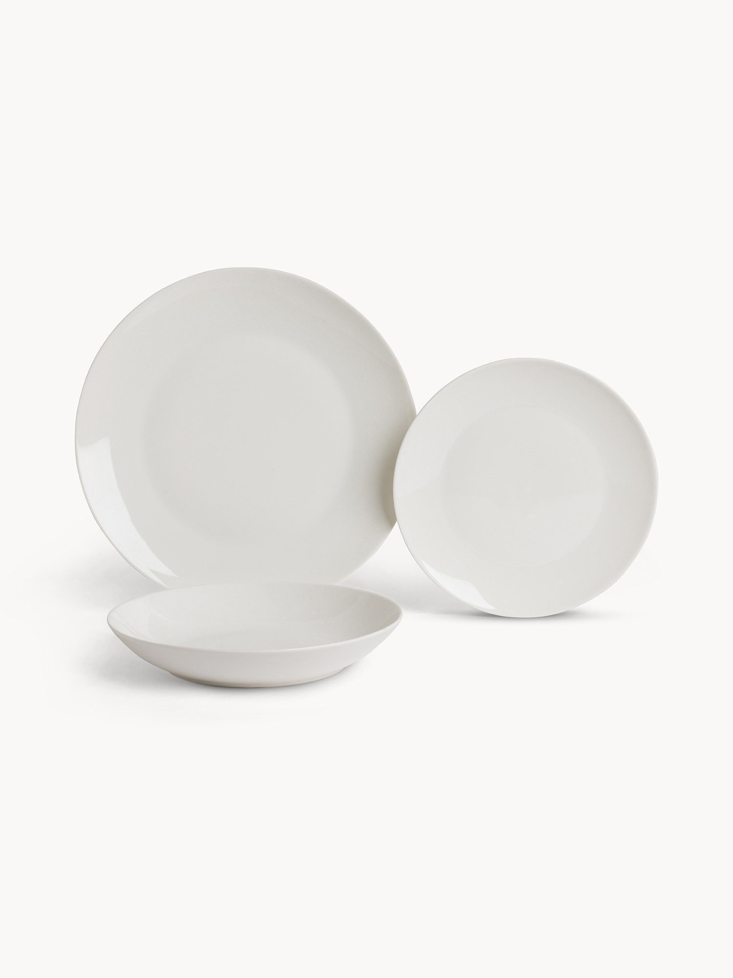 Set 18 piatti in new bone china Coupe, Bianco, large image number 0