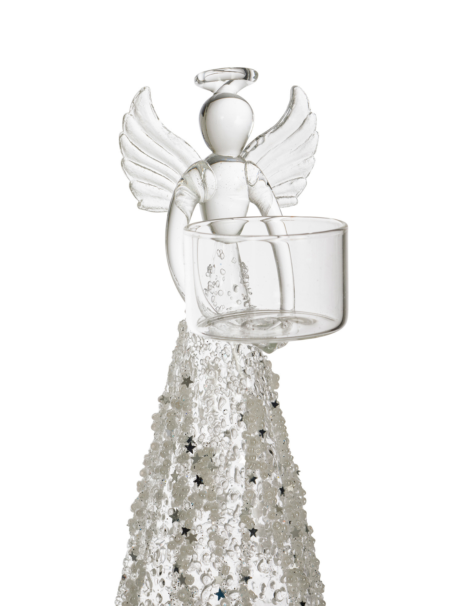 Decorative glass angel with t-light holder, White, large image number 1