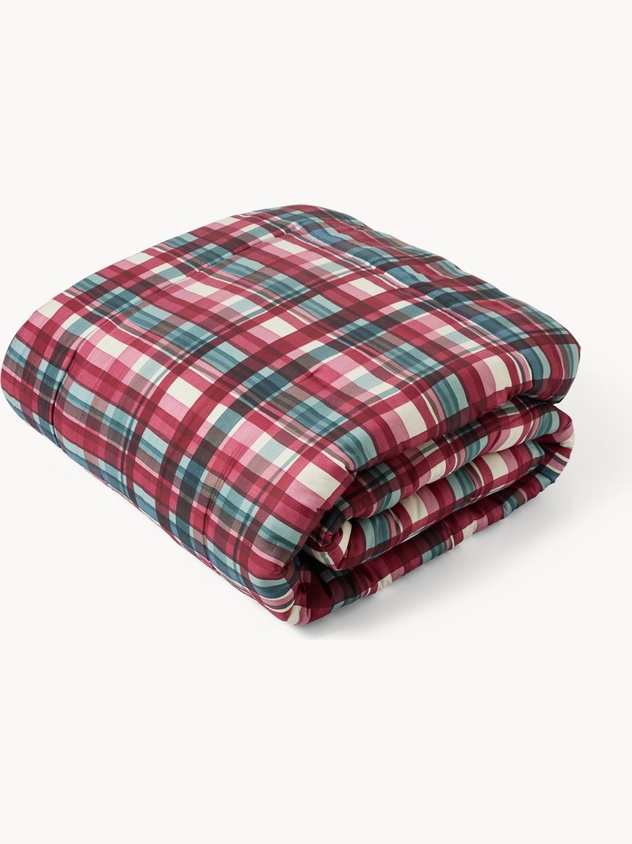 Padded cotton satin plaid with check pattern