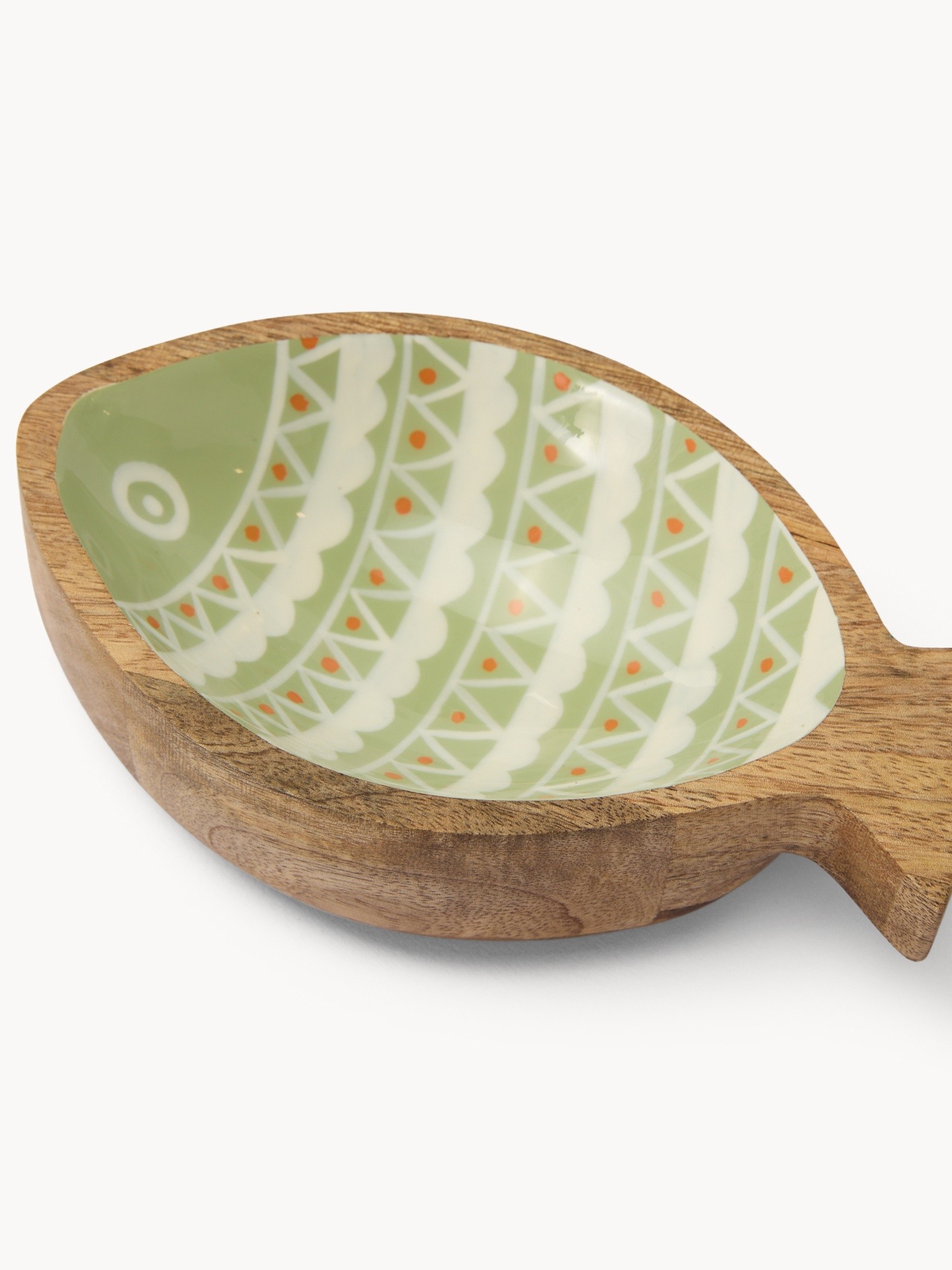Mango wood bowl with fish motif, Green, large image number 1
